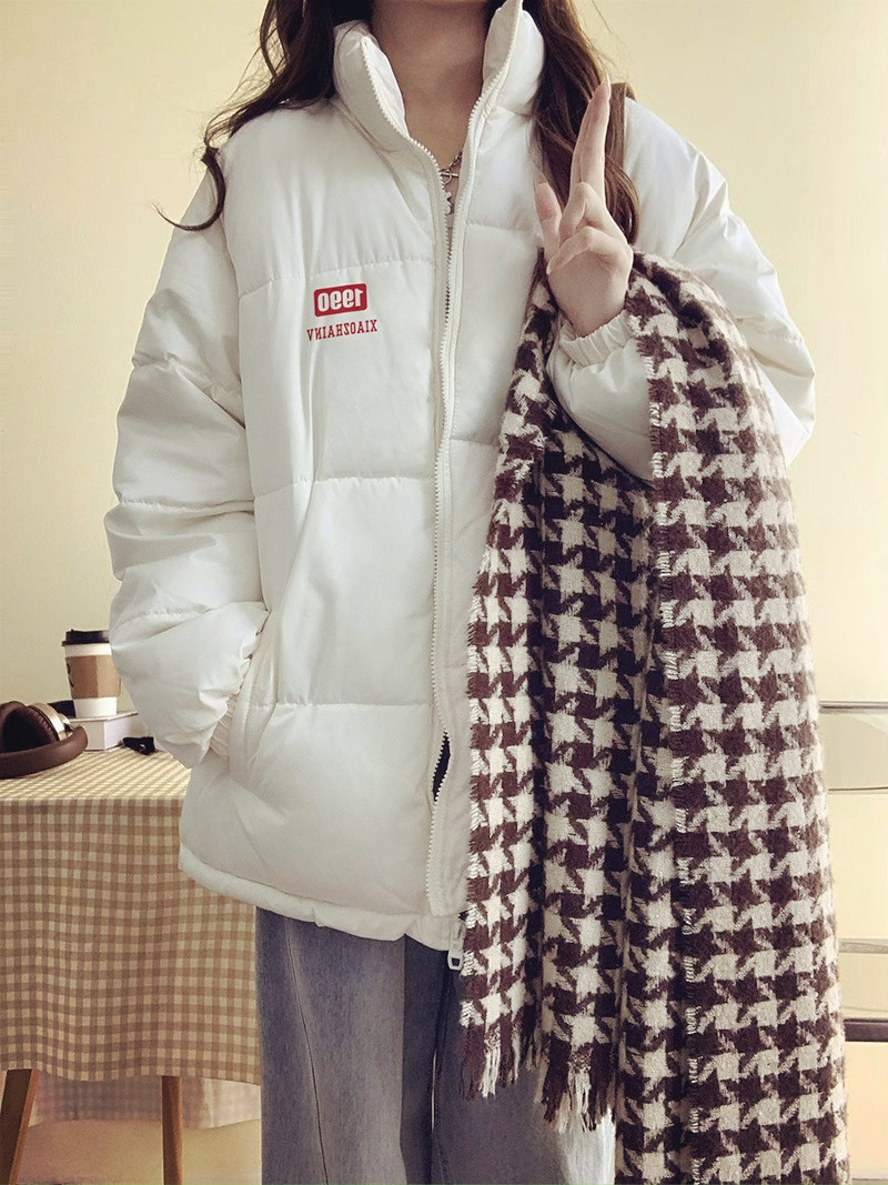Hand-stuffed cotton padded jacket winter new loose thickened cotton coat printed coat for women