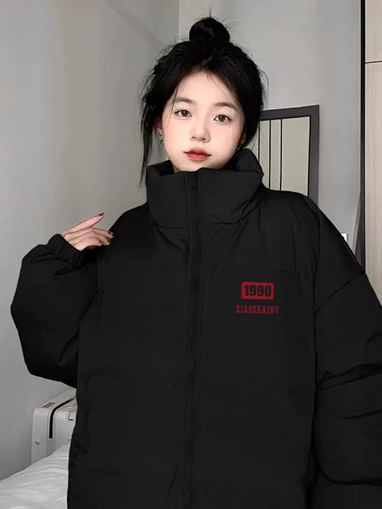Hand-stuffed cotton padded jacket winter new loose thickened cotton coat printed coat for women