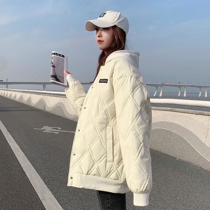 2023 autumn and winter new style down cotton coats, women's coats, thick cotton jackets, rhombus baseball jackets, oversize trendy
