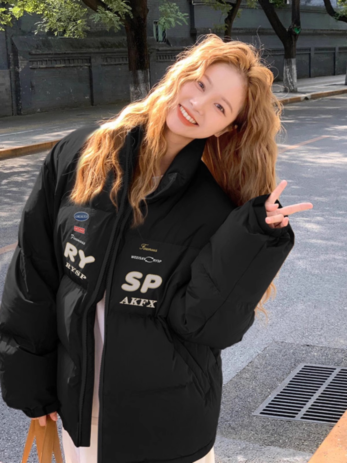 Hand-stuffed cotton padded jacket winter new loose thickened cotton coat printed coat for women