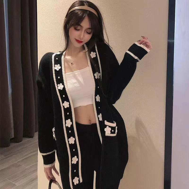 2023 Spring and Autumn New Loose Short Style Western Style Versatile Bow College Style Knitted Cardigan Sweater Jacket Top