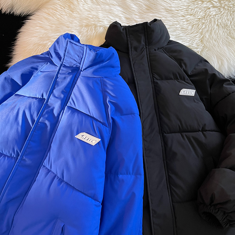 Real shot of Klein blue down cotton jacket for women 2023 winter new Korean style loose niche bf cotton jacket ins