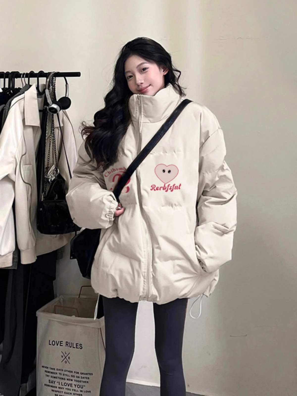 Hand-stuffed cotton padded jacket winter new loose thickened cotton coat printed coat for women