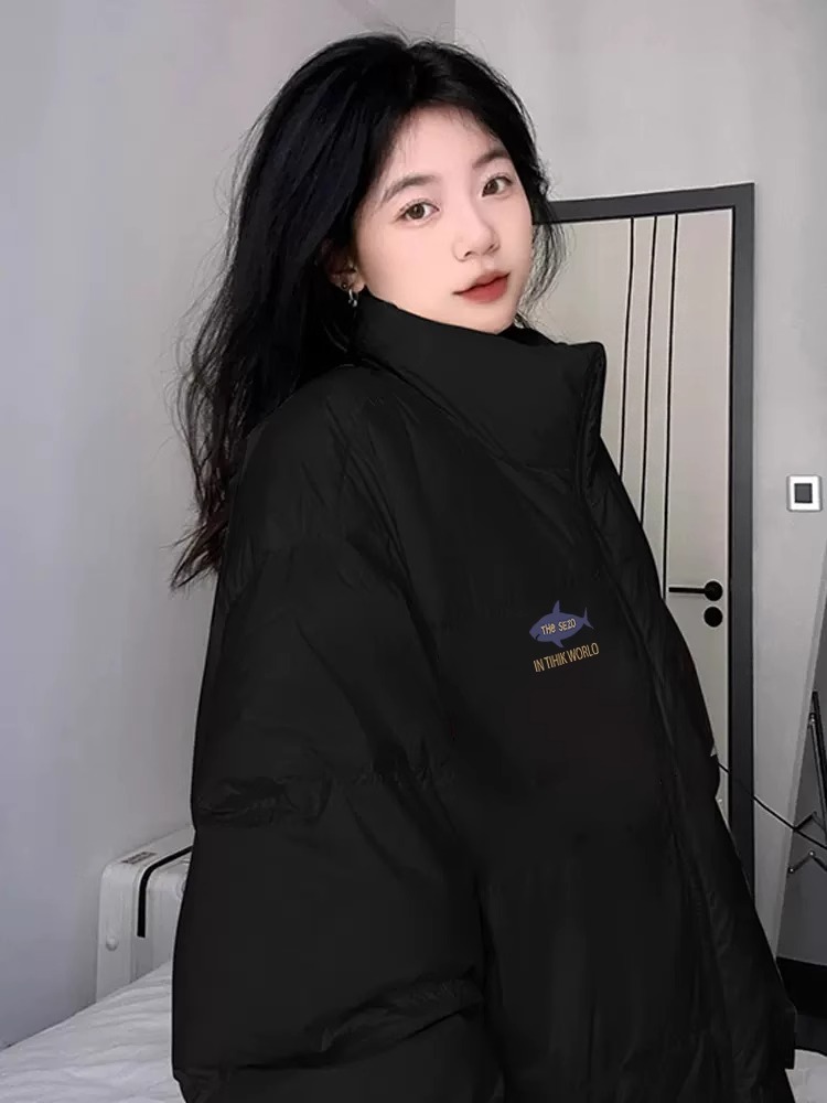 Hand-stuffed cotton padded jacket winter new loose thickened cotton coat printed coat for women
