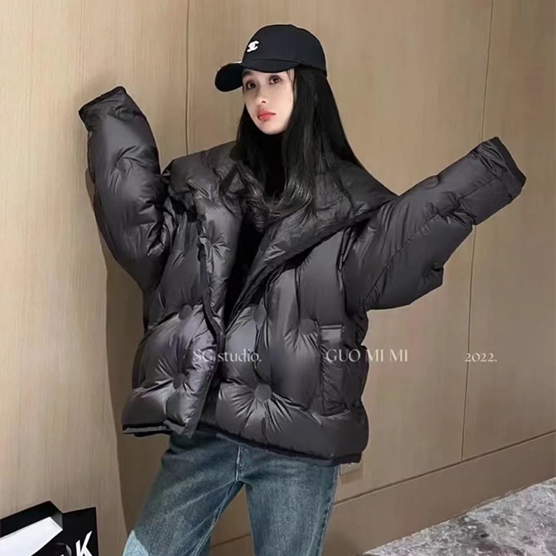 Guo Mimi's down jacket women's 2023 winter new large lapel pocket high-end versatile down jacket jacket for women