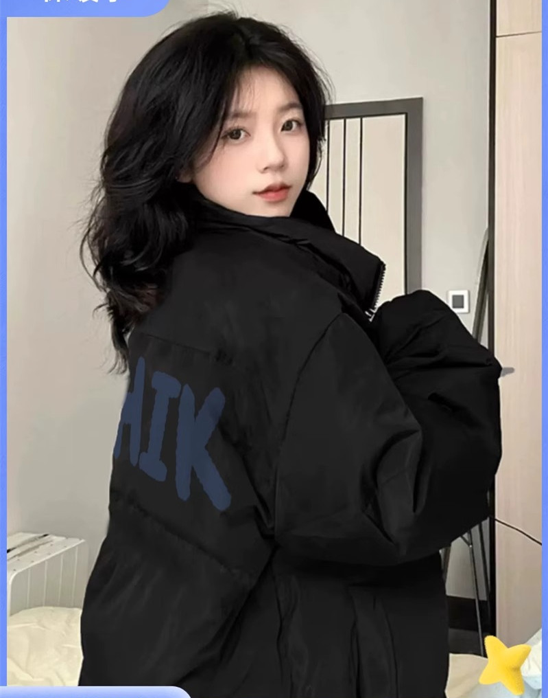 Hand-stuffed cotton padded jacket winter new loose thickened cotton coat printed coat for women