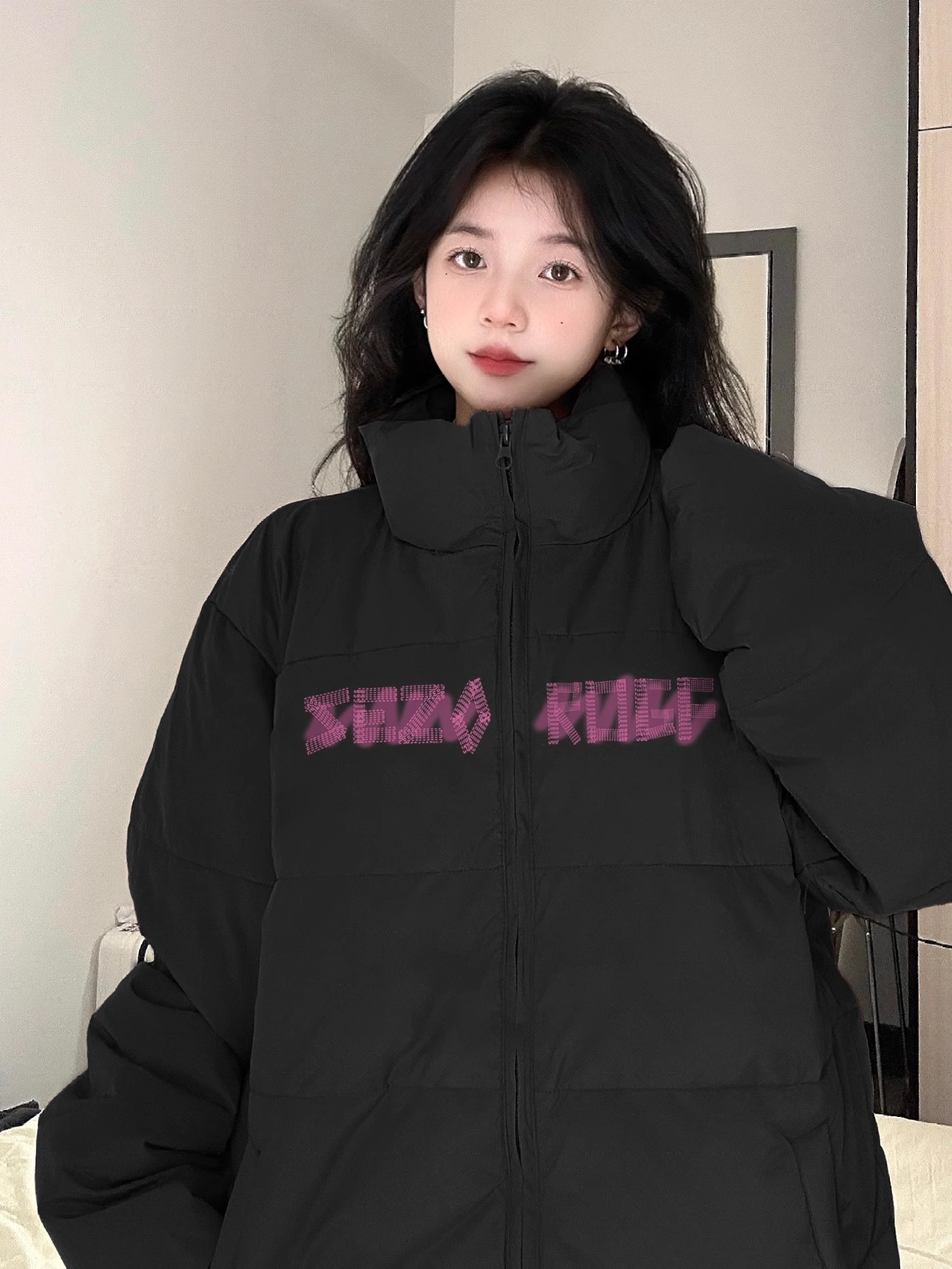 Hand-stuffed cotton padded jacket winter new loose thickened cotton coat printed coat for women