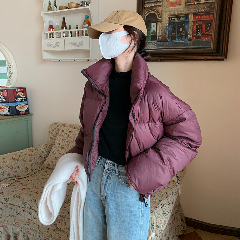 Actual shot of 2023 new winter style petite short down jacket, fashionable stand-up collar cotton coat, bread coat, women's coat and cotton coat