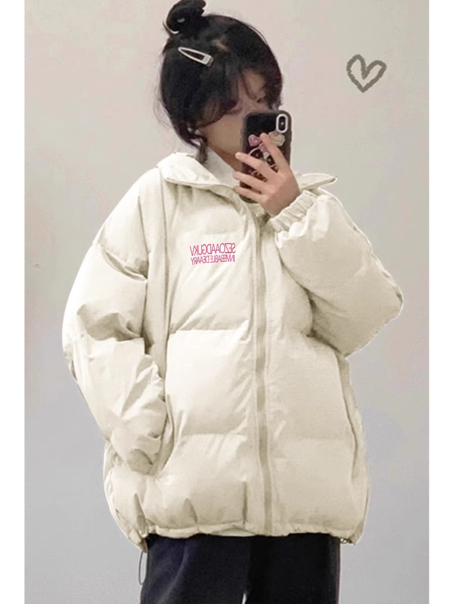 Hand-stuffed cotton padded jacket winter new loose thickened cotton coat printed coat for women