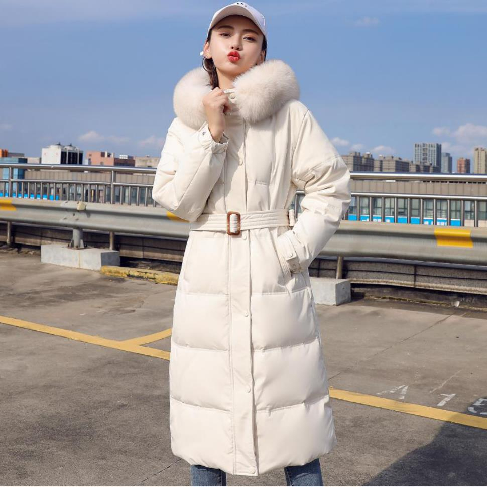 Actual shot of white duck down big fur collar Xia Shiwen's same style down jacket for women winter new medium length thickened jacket