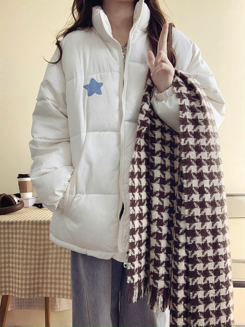 Hand-stuffed cotton padded jacket winter new loose thickened cotton coat printed coat for women