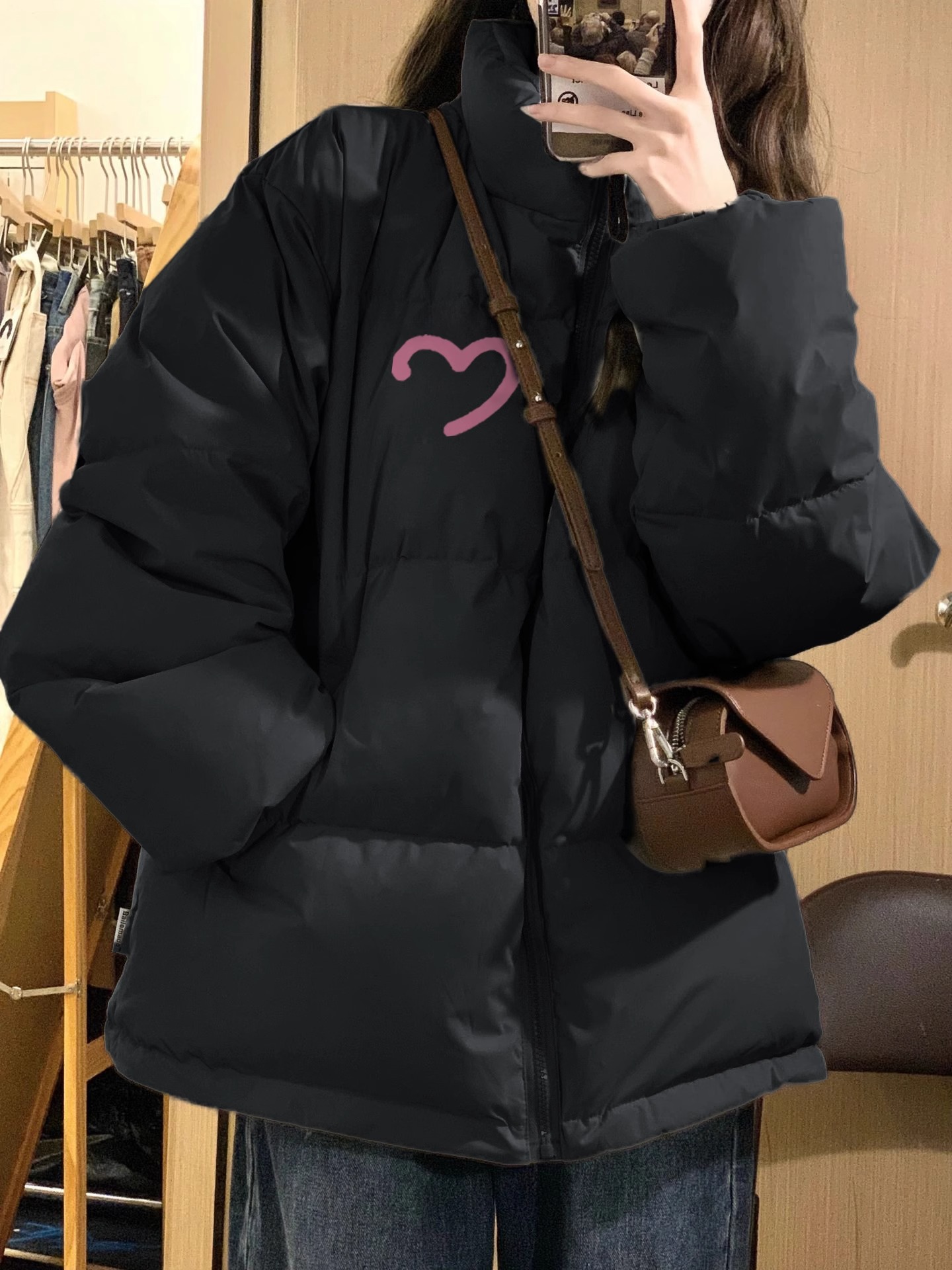 Hand-stuffed cotton padded jacket winter new loose thickened cotton coat printed coat for women