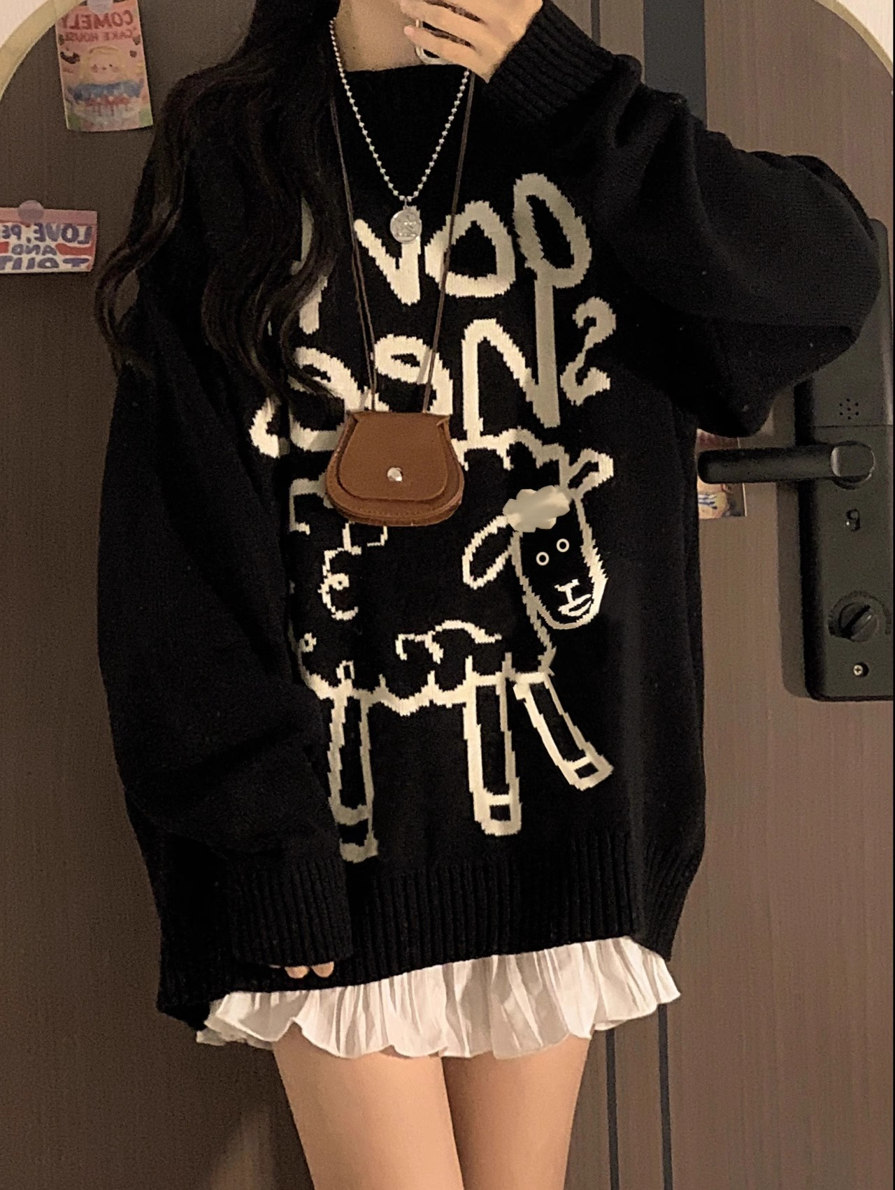 Deer plush quality retro Japanese style Hong Kong chic gentle loose sweater jacket for women