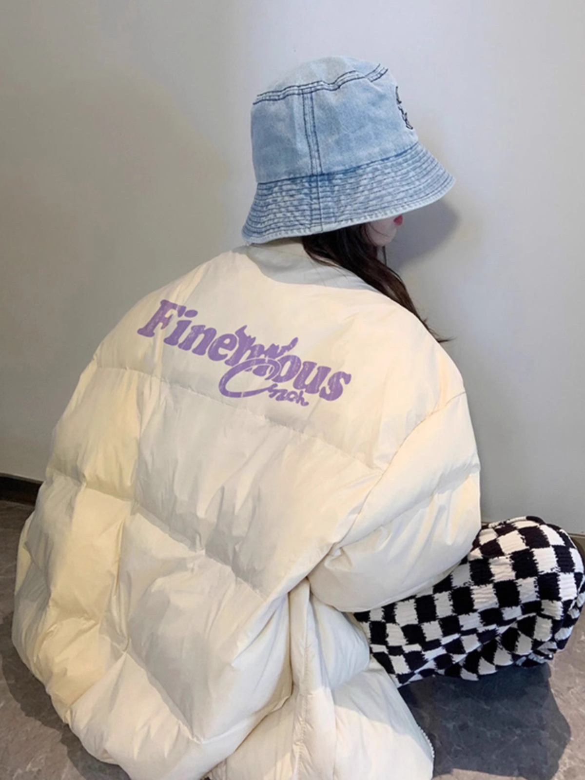 Hand-stuffed cotton padded jacket winter new loose thickened cotton coat printed coat for women