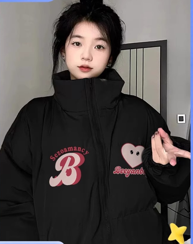 Hand-stuffed cotton padded jacket winter new loose thickened cotton coat printed coat for women
