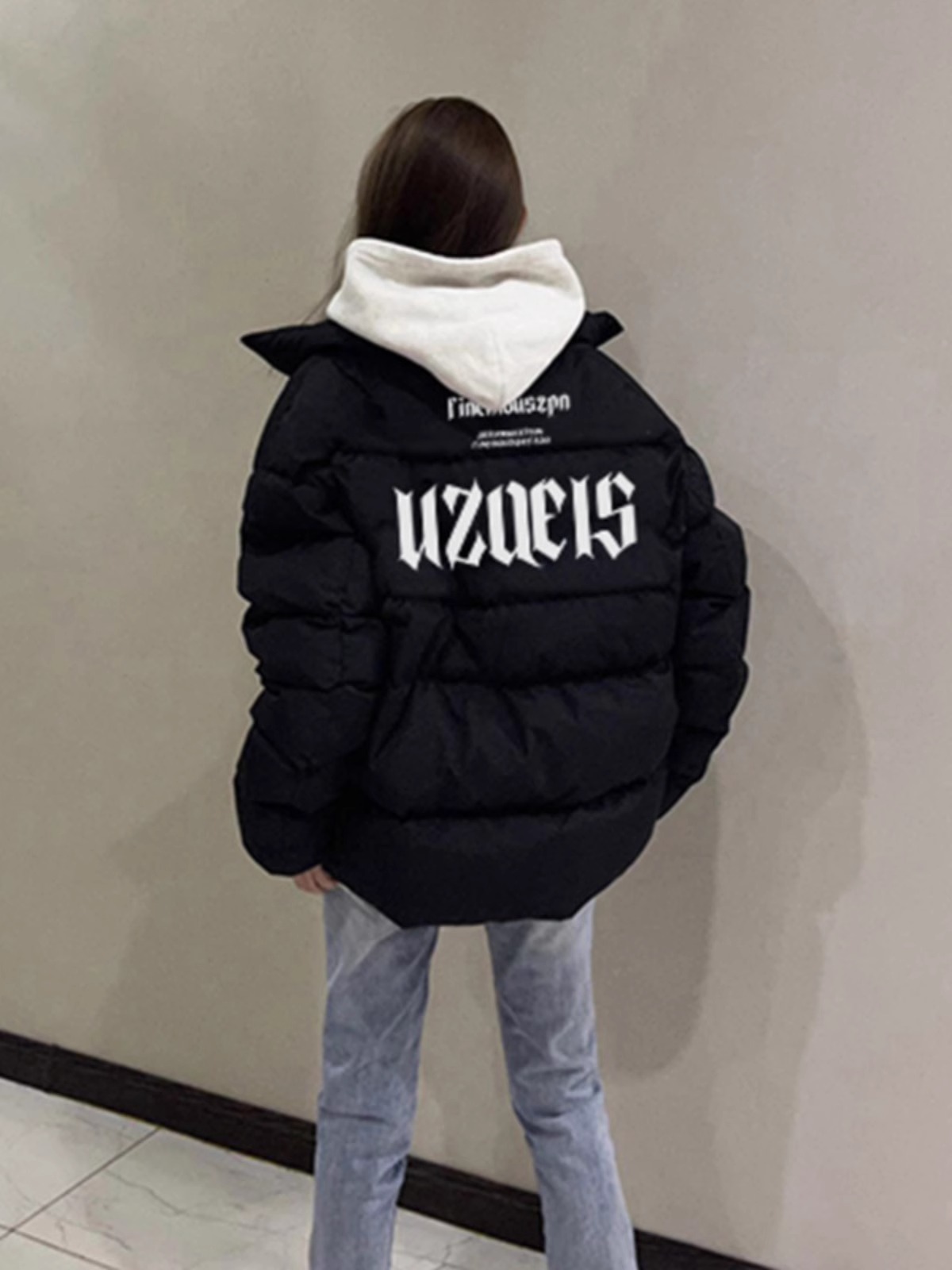 Hand-stuffed cotton padded jacket winter new loose thickened cotton coat printed coat for women