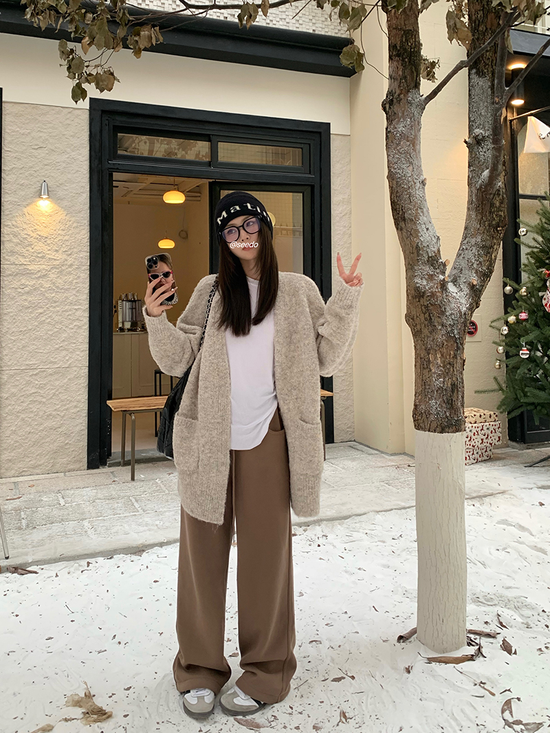 實拍 三標齊 慵懶風軟糯針織開衫寬鬆百搭長袖休閒外套