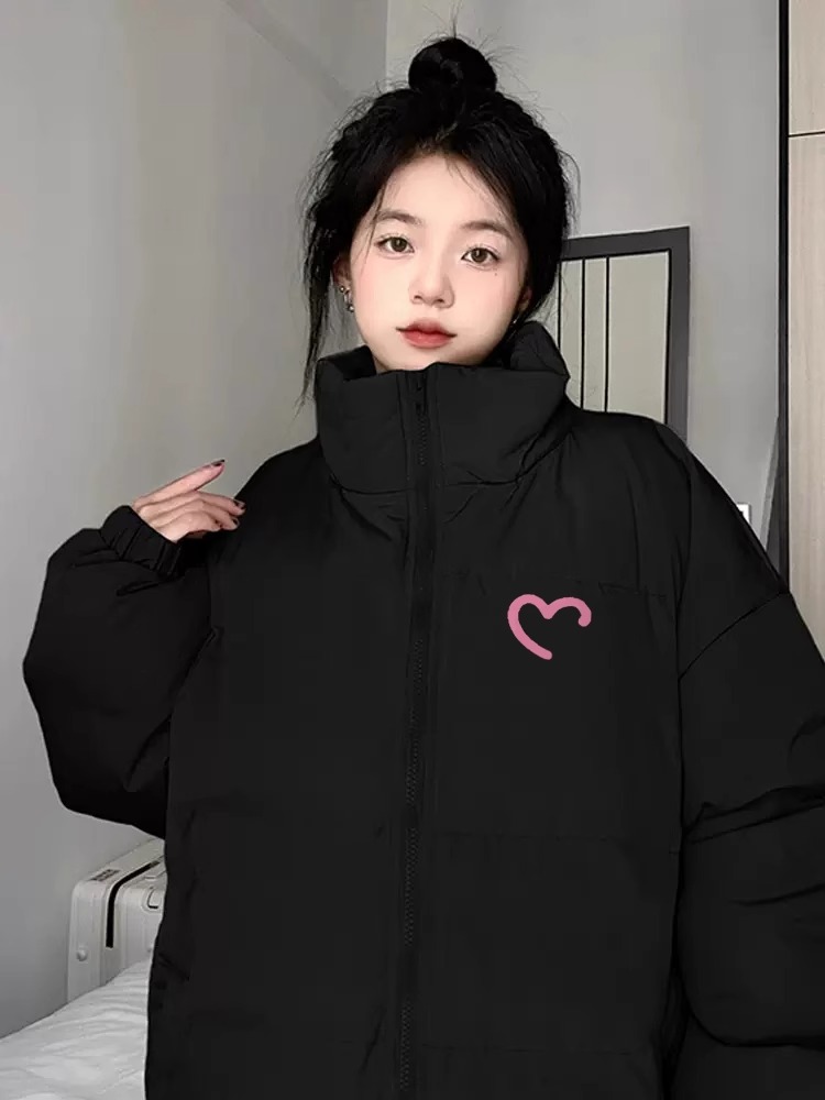 Hand-stuffed cotton padded jacket winter new loose thickened cotton coat printed coat for women