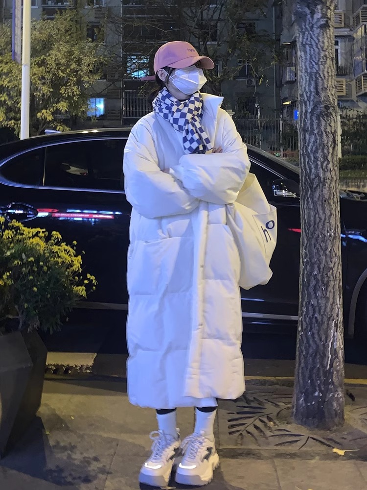 Official picture of large size cotton-padded jacket for women, mid-length 2023 new winter style loose knee-high cotton-padded jacket, thickened cotton-padded jacket, trendy