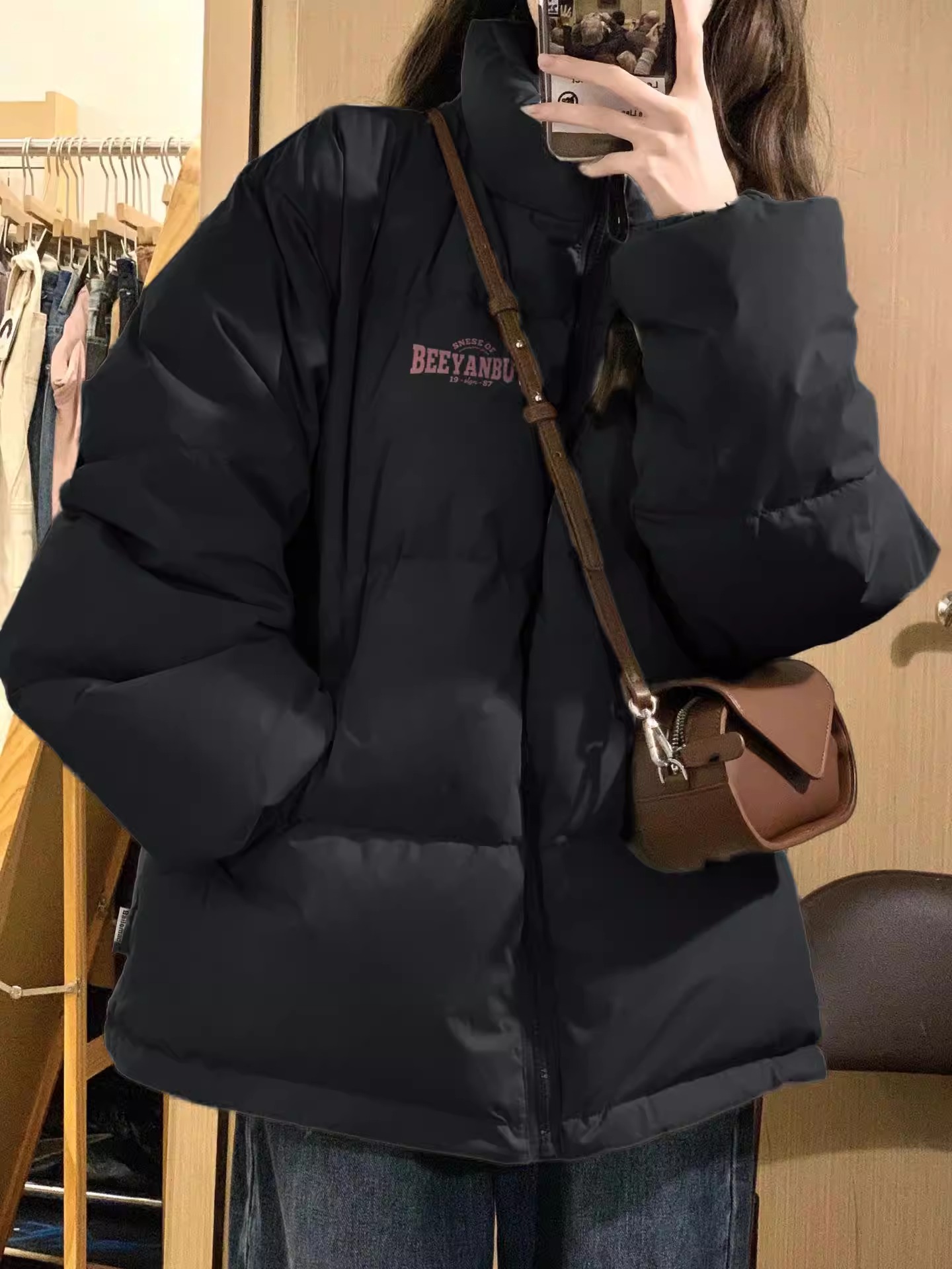 Hand-stuffed cotton padded jacket winter new loose thickened cotton coat printed coat for women