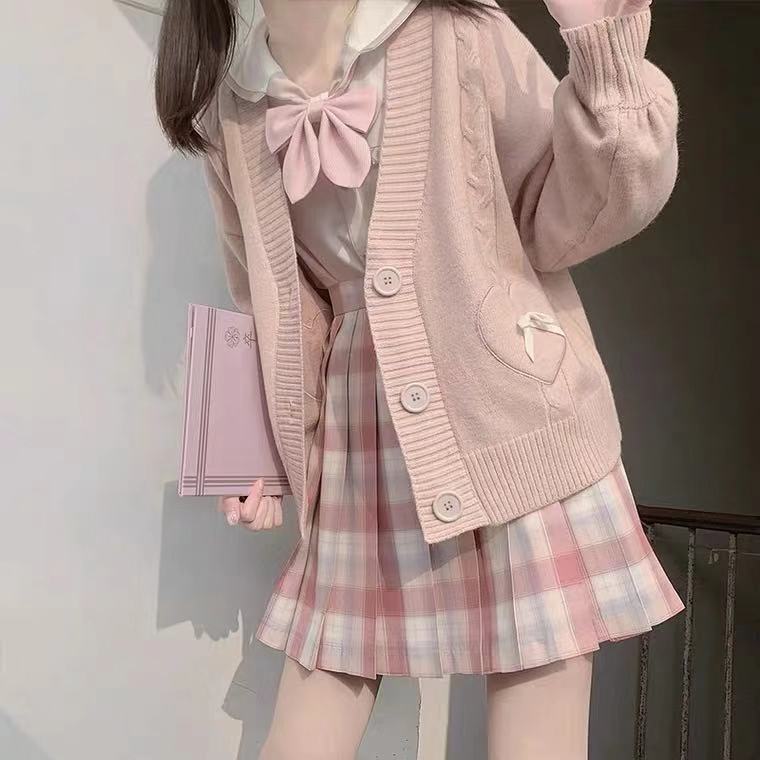 歐美風ins美麗秋季學院風清新針織外套V領開衫毛衣女軟妹外套coat