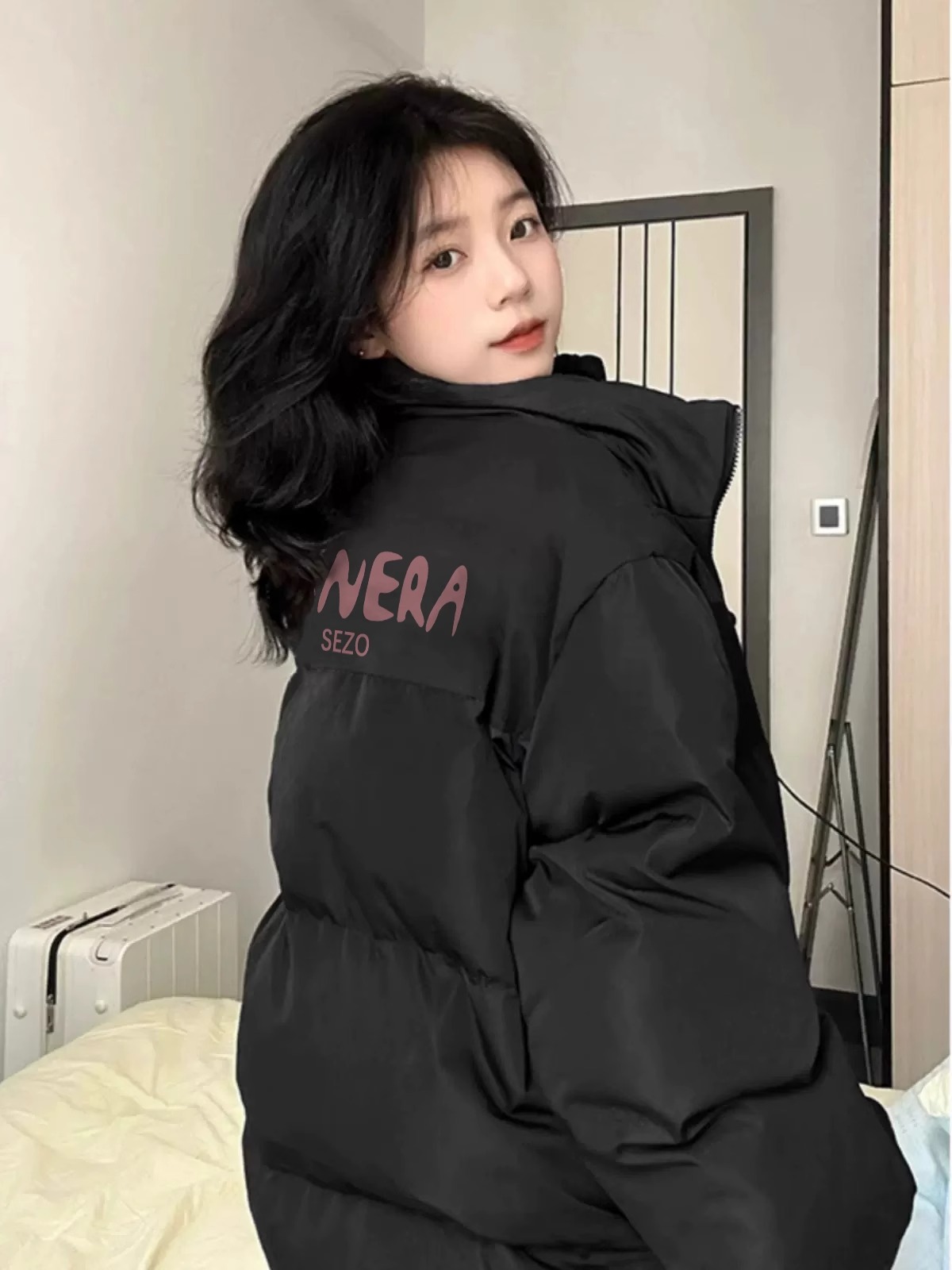 Hand-stuffed cotton padded jacket winter new loose thickened cotton coat printed coat for women