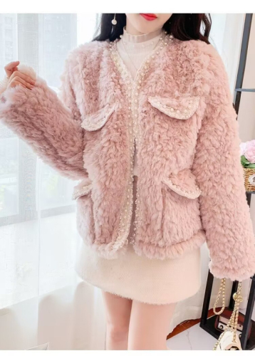 Xiaoxiangfeng Sweet Lamb Wool Jacket Feminine Short 2023 Loose Top Fur One-piece Outerwear Winter Cotton Clothes