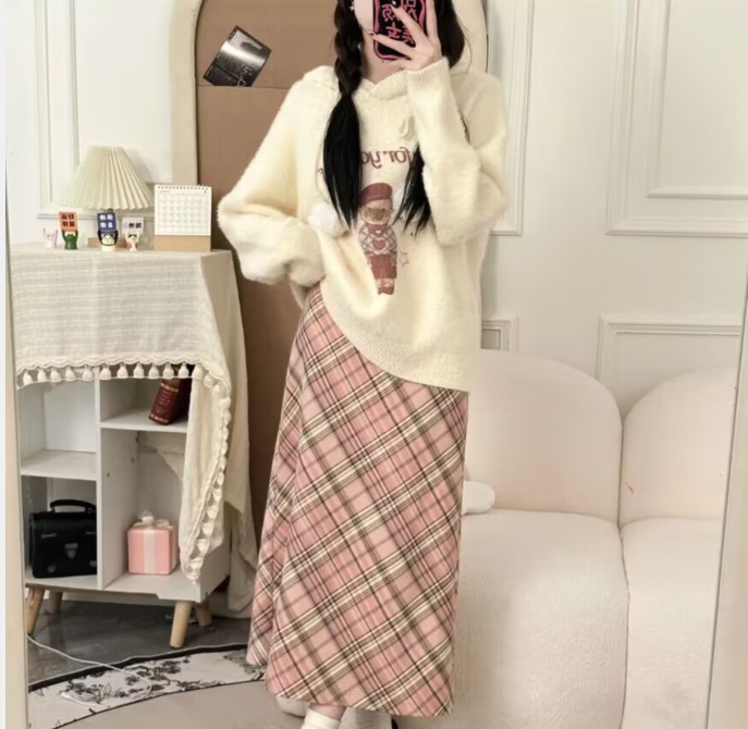 College style soft waxy hooded sweater for women autumn and winter 2023 new design cute bear loose long-sleeved sweater