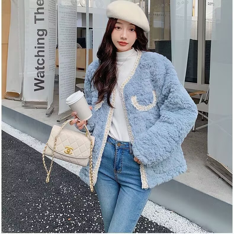 Xiaoxiangfeng Sweet Lamb Wool Jacket Feminine Short 2023 Loose Top Fur One-piece Outerwear Winter Cotton Clothes