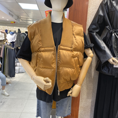 Cotton vest short women's 2023 autumn and winter Korean Dongdaemun small person slimming western style down vest bread suit