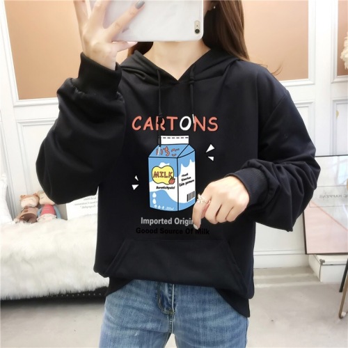 Real shot 6535 Fish Scale  new thin long-sleeved hooded sweatshirt women's printed loose top