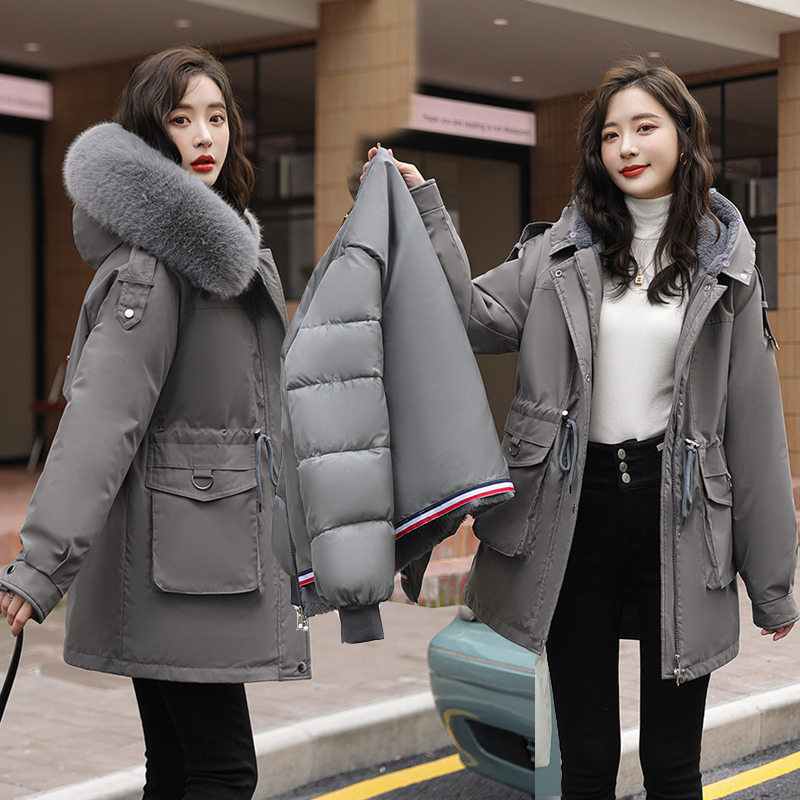 Small Korean style bread coat cotton coat short fashion down jacket loose cotton coat white duck down jacket for women