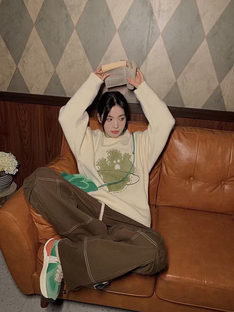吵吵家加厚毛衣女秋冬寬鬆小眾設計感慵懶軟糯風針織外套上衣外穿