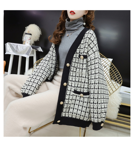 Xiaoxiangfeng jacket for women  new style outer lazy style sweater mid-length internet celebrity loose knitted cardigan original version