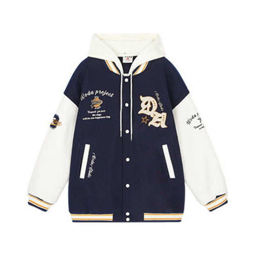 American retro baseball uniform jacket for women new autumn and winter oversize student loose hooded jacket