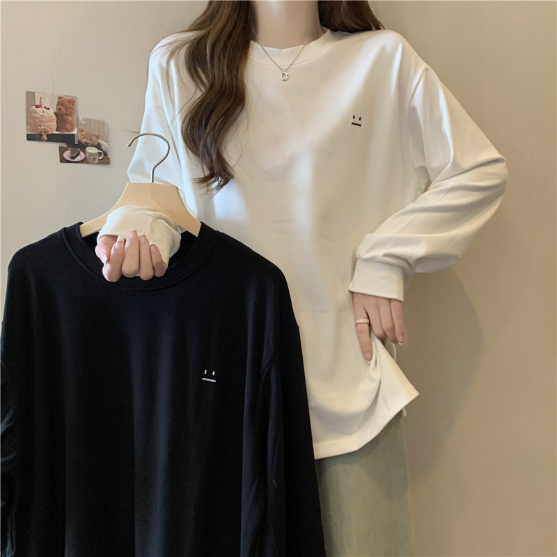 Actual shot of ribbed German velvet long-sleeved T-shirt for women in autumn and winter round neck mid-length inner layered shirt top