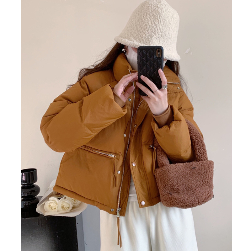 ins Korean style down jacket women's short stand collar small thickened fashion coat bread cotton coat trendy loose type