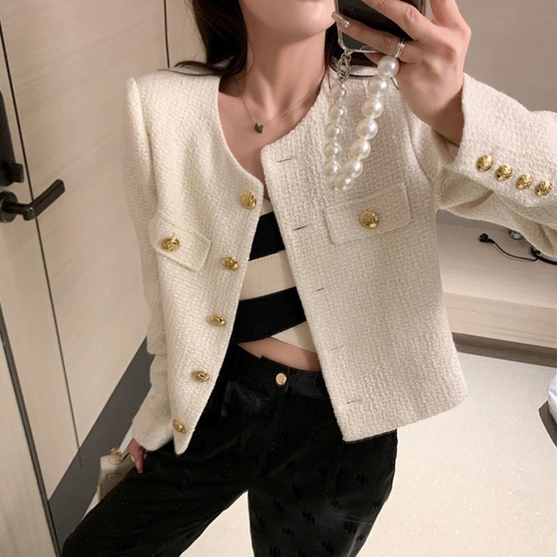 Korean style women's clothing Korean style sun protection plaid small fragrance versatile long-sleeved coat women's spring and autumn jacket top ins