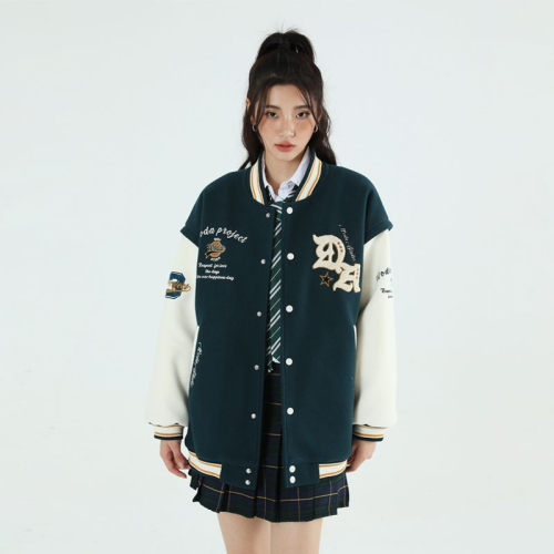 American retro baseball uniform jacket for women new autumn and winter oversize student loose hooded jacket