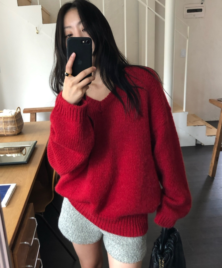 INS Korea Dongdaemun simple casual loose round neck pullover versatile long-sleeved sweater sweater top jacket