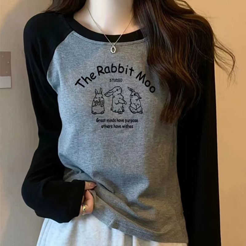 Slim-fitting bottoming shirt for women, 2023 early autumn new style, age-reducing, beautiful and stylish small top, raglan long-sleeved knitted