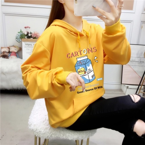 Real shot 6535 Fish Scale  new thin long-sleeved hooded sweatshirt women's printed loose top