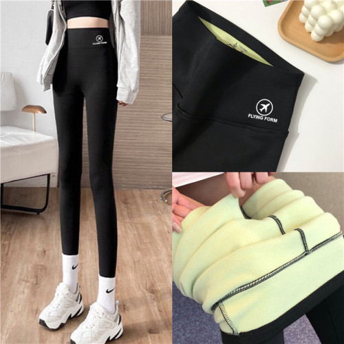 Actual price~Autumn and winter velvet thickened large size shark pants for women outer wear high waist flight pants fat mm leggings