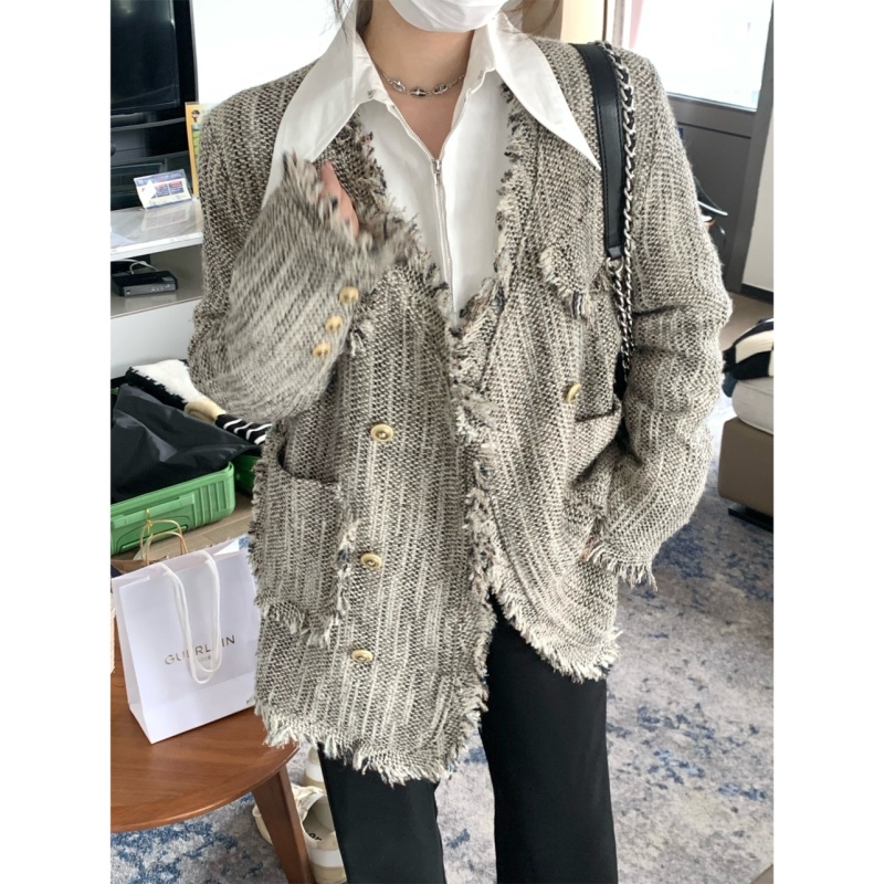 小香風高級感小眾外套秋新款粗花設計感別致顯瘦寬鬆氣質上衣