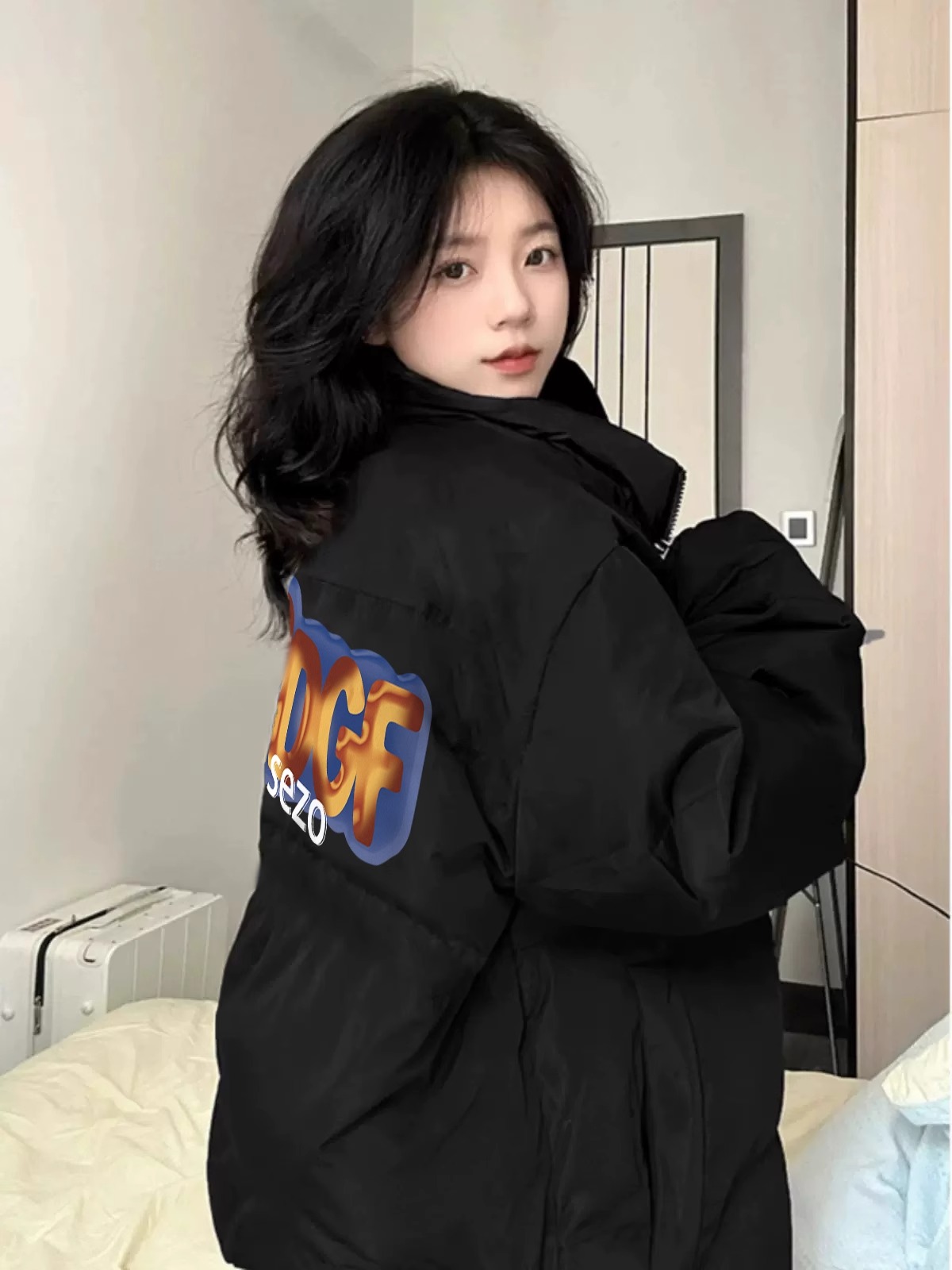 Hand-stuffed cotton padded jacket winter new loose thickened cotton coat printed coat for women