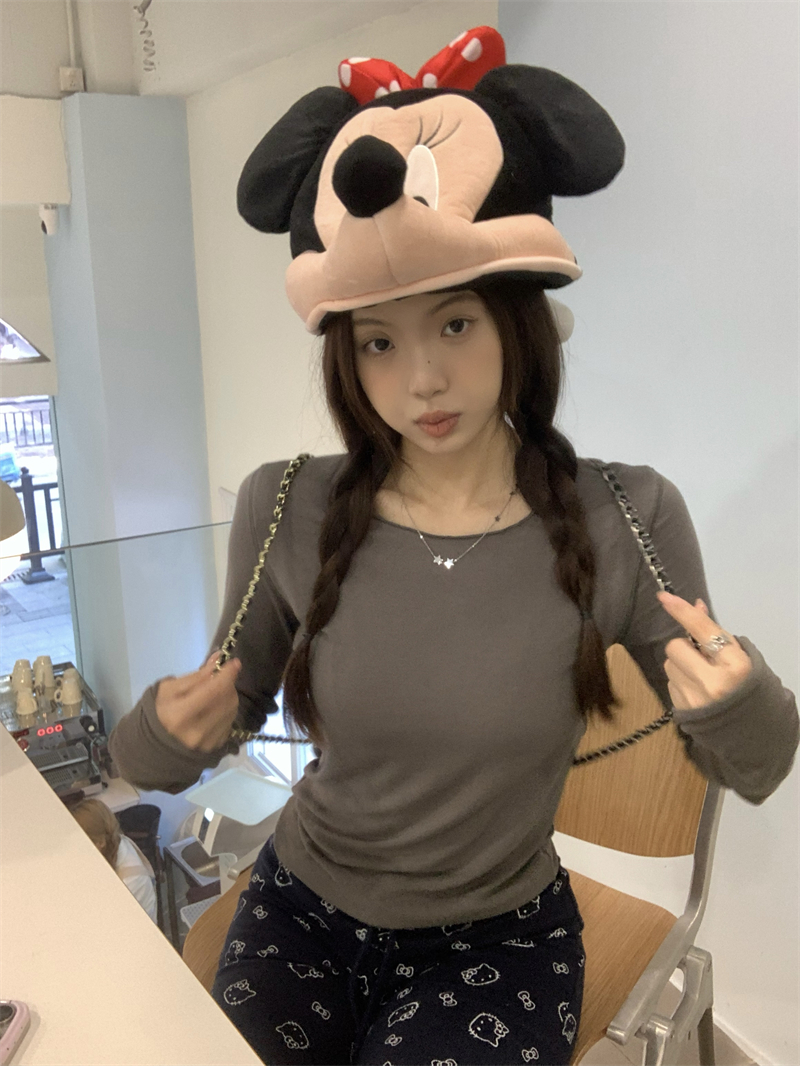 實拍  酥軟溫柔感高彈木耳邊親膚貼身長袖打底衫女