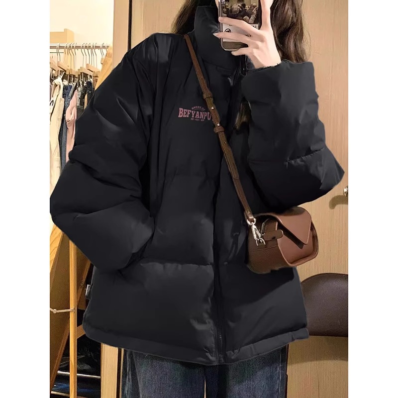 Hand-stuffed cotton padded jacket winter new loose thickened cotton coat printed coat for women