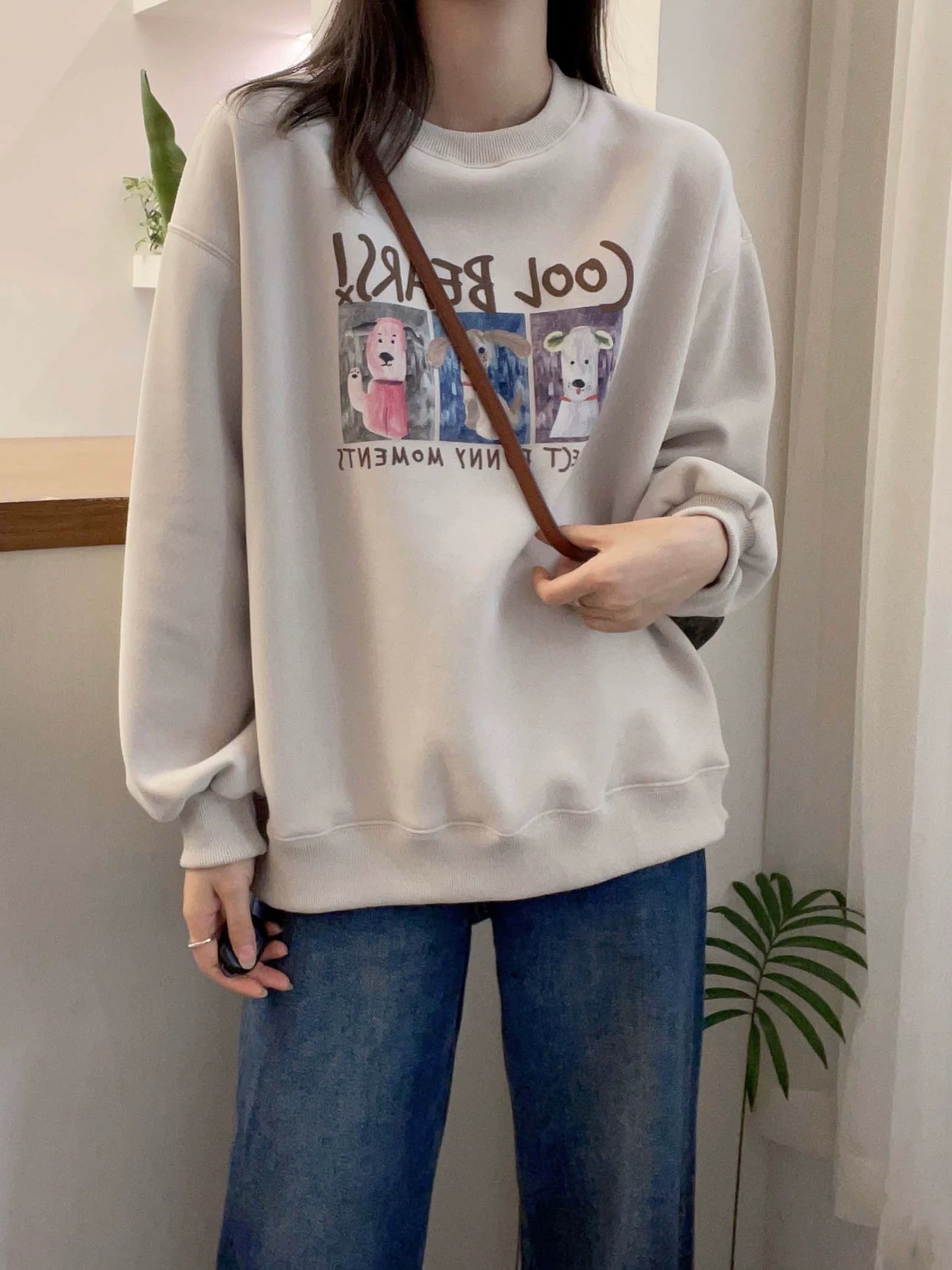 薄款華棉牛奶絲 加絨華棉銀狐絨 圓領印花衛衣女情侶質量