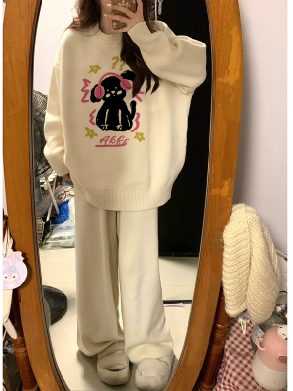 奶fufu軟糯慵懶風毛衣女秋冬2023新款高級感潮牌美式復古小眾上衣
