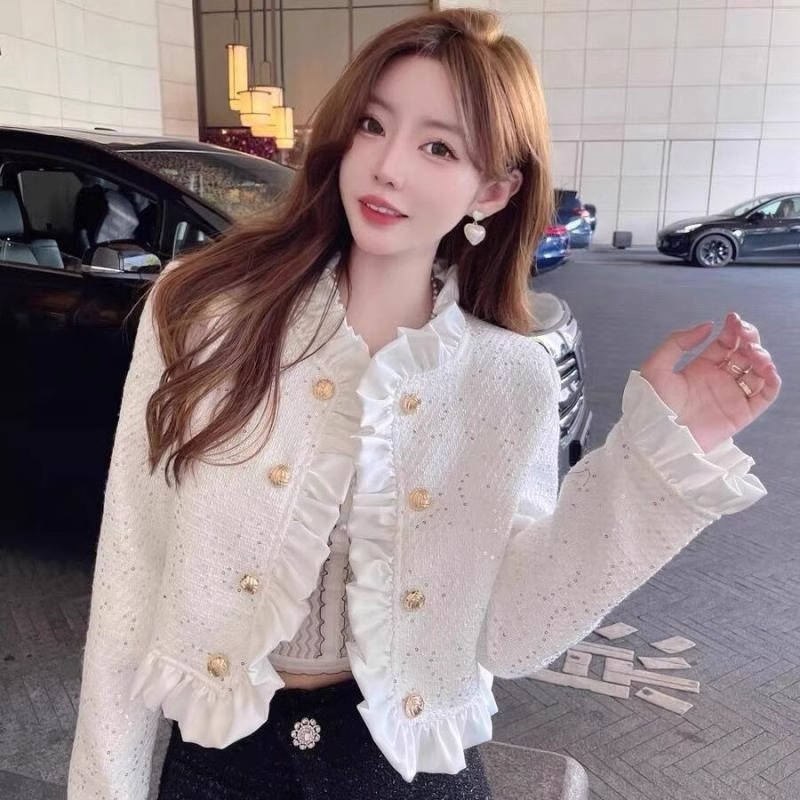 粗花呢小香風外套女早秋季2023新款法式高級感氣質小個子短款上衣
